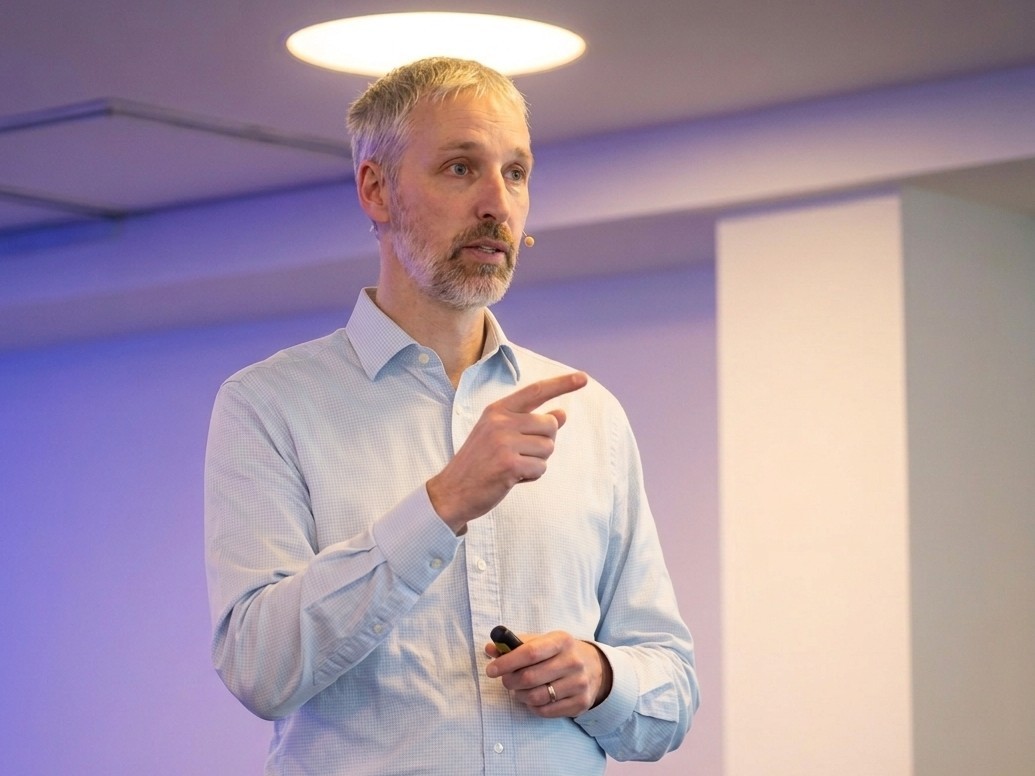 Rufus Curnow speaking at an event